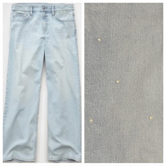 American Eagle Outfitters Denim - American Eagle AE Pearl Embellished Strigid High-Waisted Stovepipe Jean Sz 4 NWT